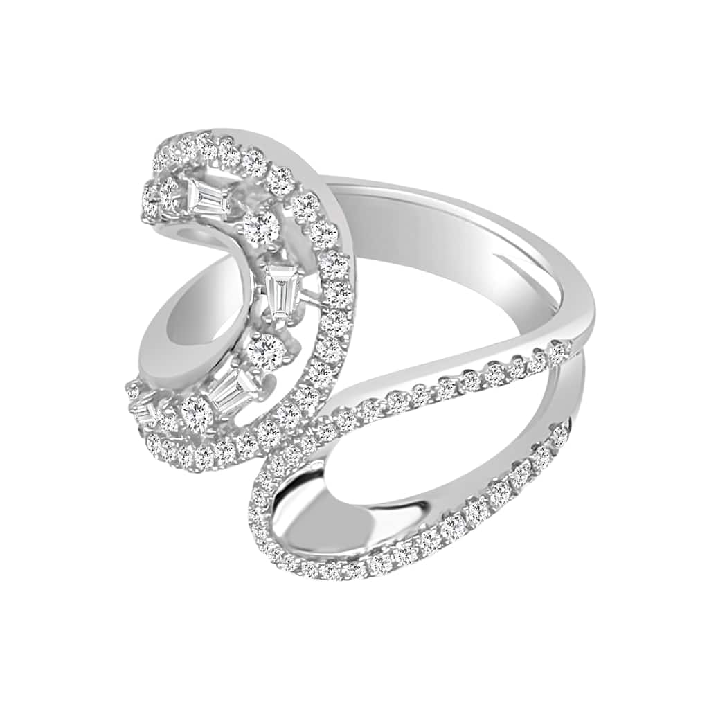 Auriya 14k Gold Lab Grown Baguette and Round Diamond Double Loop Ring 0.63 ct. tw. (F-G, VS)