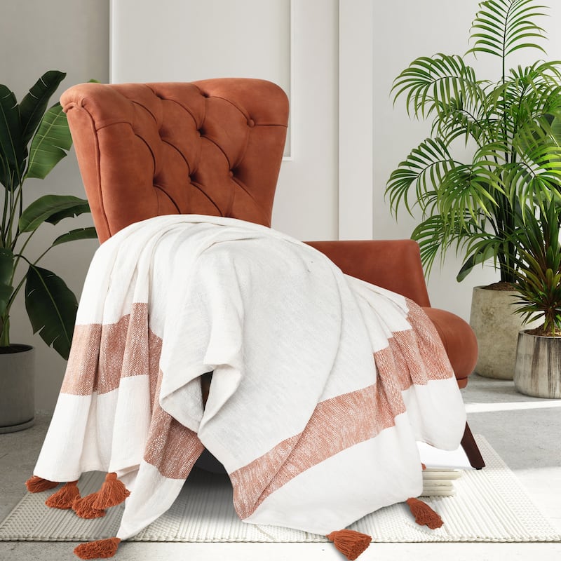 Sevita Striped Hand-Woven Cotton Standard Size Throw Blanket
