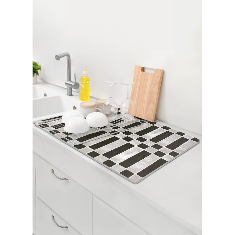 FloorPops Checker Black Stone Quick Drying Mat