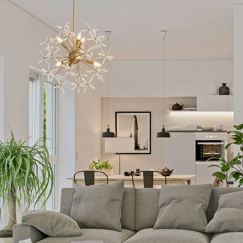 Wry Lighting Dandelion 6-light Pendant in Matte Gold