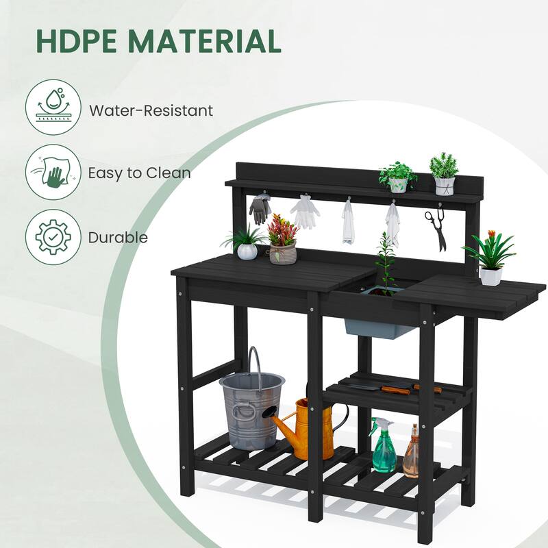 HDPE Patio Outdoor Potting Table, Versatile Gardening Planting Workbench