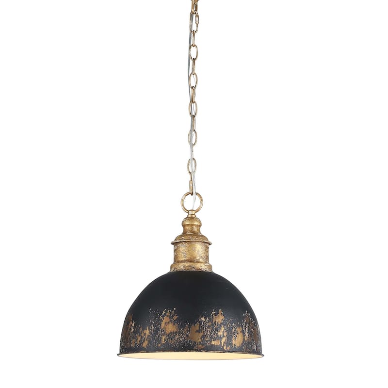 Golden Lighting Alison 12" Wide Pendant - Vintage Gold / Weathered Black Iron