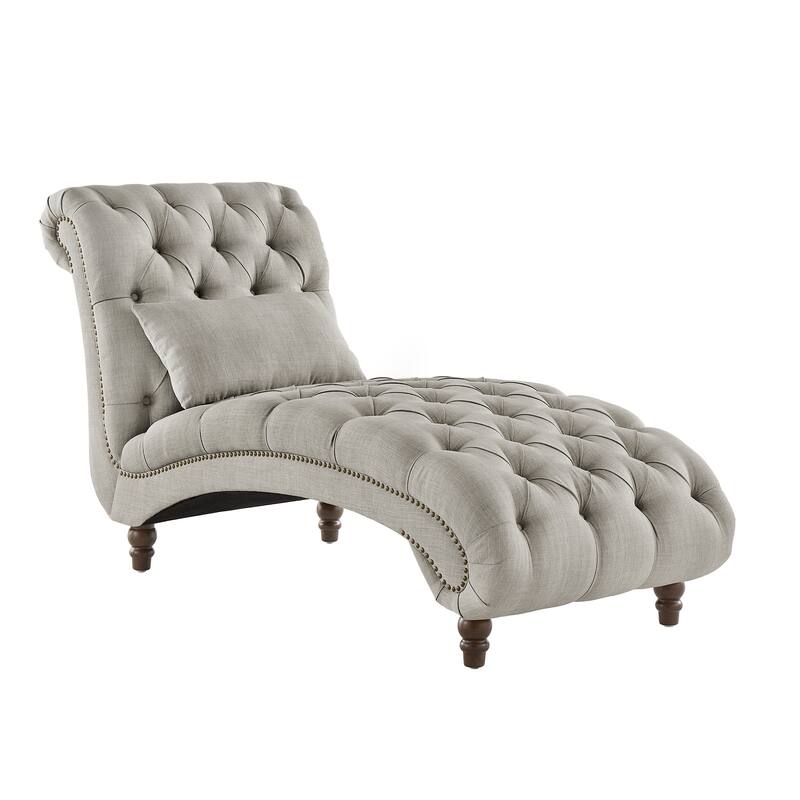 Knightsbridge Tufted Oversized Chaise Lounge by iNSPIRE Q Artisan - Grey Linen