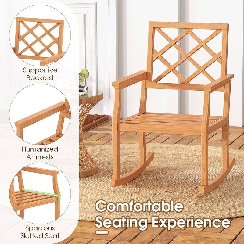 1/2PCS Teak Wood Rocking Chair Porch Rocker Outdoor Rocker Chair