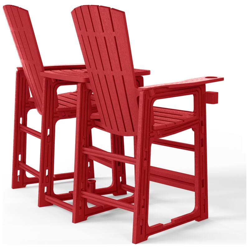 Polytrends Coastline Outdoor Poly Bar Chair Set with Connecting Tray & Cup Holder