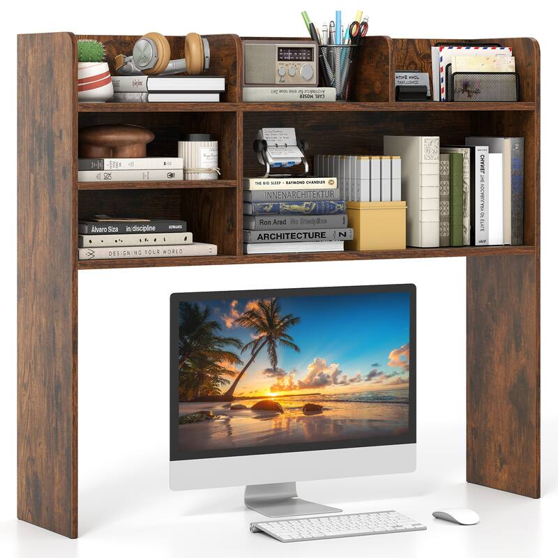 Gymax 3-Tier Desktop Bookshelf w/ 6 Shelves Desk Organizer for