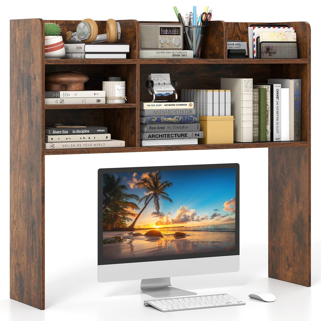 Gymax 3-Tier Desktop Bookshelf w/ 6 Shelves Desk Organizer for