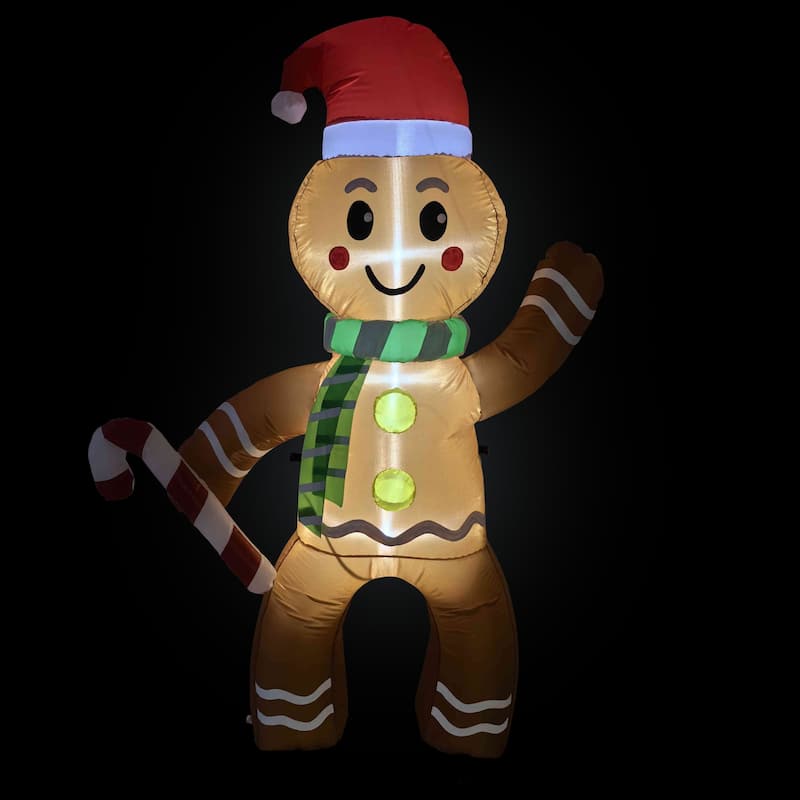 Lighted Inflatable Gingerbread Man Outdoor Christmas Decoration - 5' - Brown