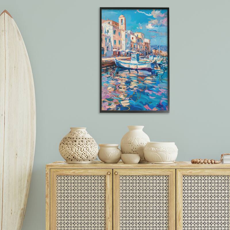 Stupell Coastal City Harbor Framed Giclee Art Design By LSR Design Studio