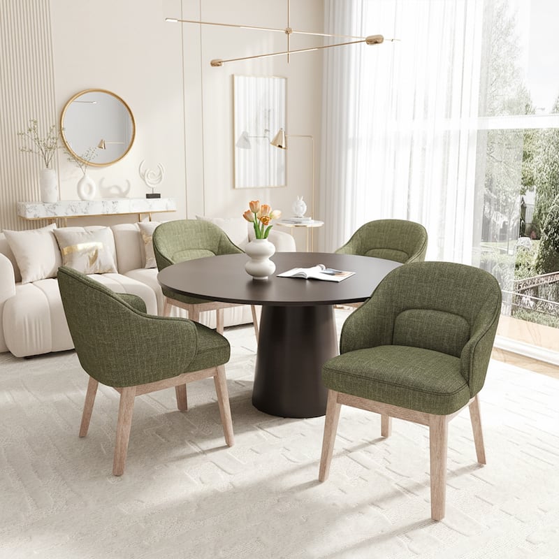 Vintage-Inspired Kitchen Chairs with Curved Backrest Tapered Metal Legs for Dining Room