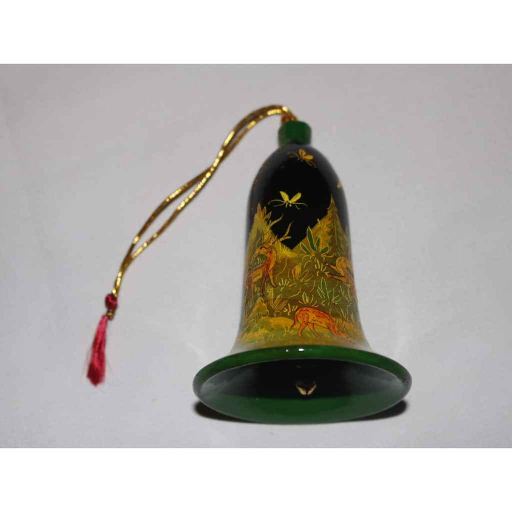 Handmade Christmas Ornaments Hand Painted by Artisan on Recycled Paper - Bell 1.3 - One Size