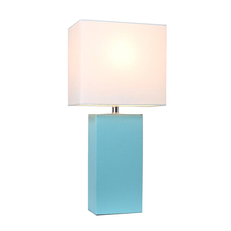 21 in. Aqua Finish Table Lamp with White Shade, Sturdy Table Lamp for Living Rooms and Bedrooms