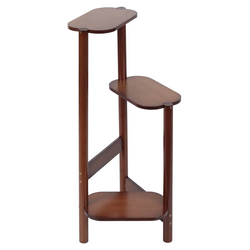 3 Tiers Ladder Triple Plant Stand Corner Bamboo Plant Shelf Rack