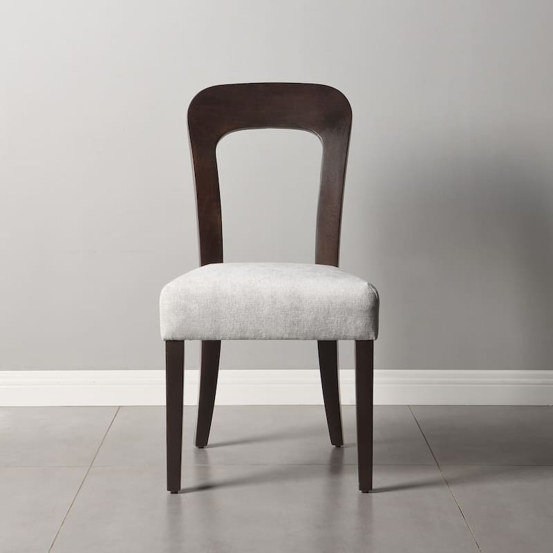 Roomfitters Upholstered Kitchen Side Chair Set of 2, Solid Rubber Wood Legs, Comfortable Beige Seating
