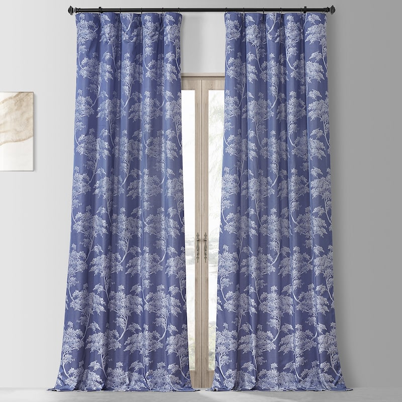 Exclusive Fabrics Sequoia Faux Silk Jacquard Curtain (1 Panel) - 50 X 96 - Sequoia Cobalt Blue