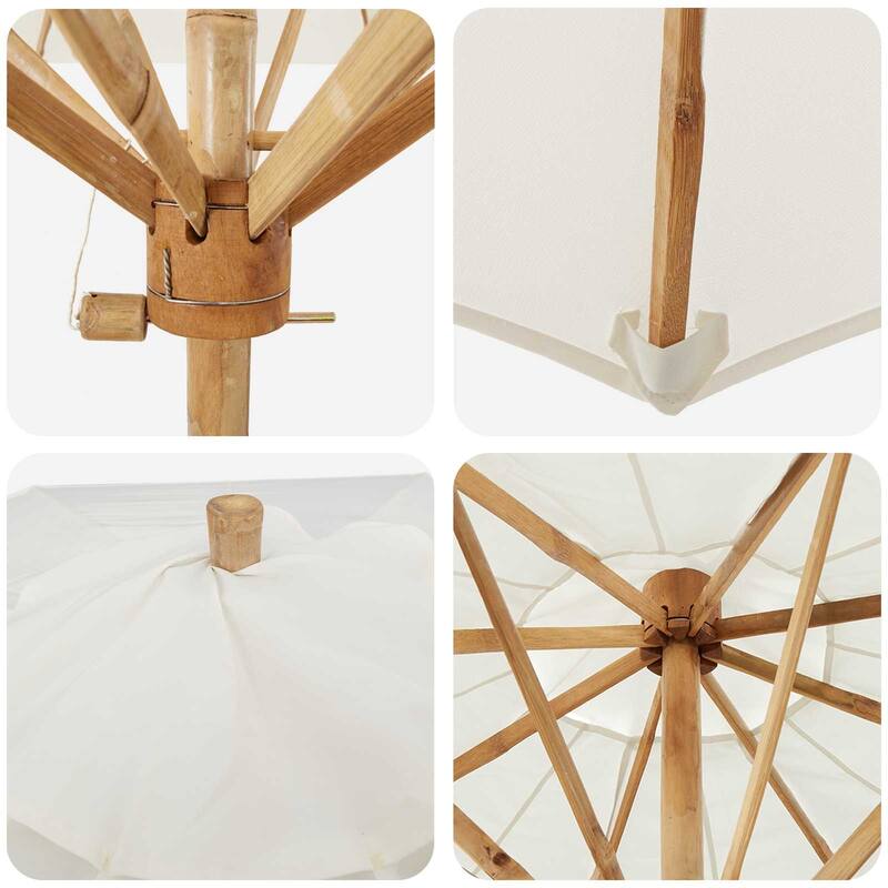 vidaXL Garden Parasol Cream White 85.4x90.6 in Bamboo - 85.4 X 85.4 X 90.6 in