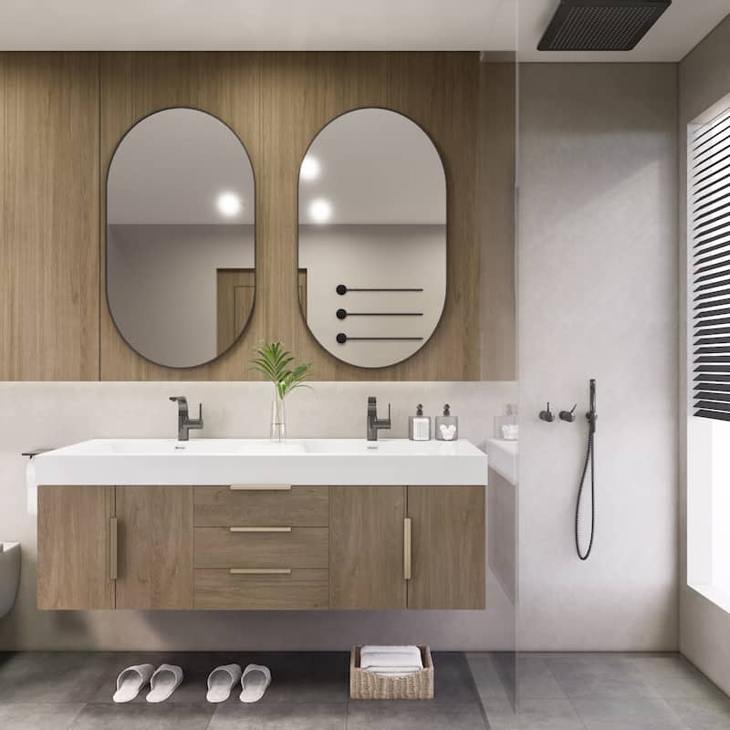 Noble 60" Wall Mounting Vanity with Reinforced Acrylic Double Sink