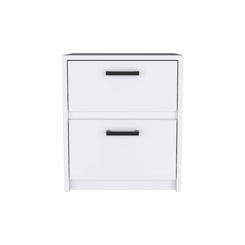 2 Drawers Nightstand , End Table, Side Table Metal Handles -White