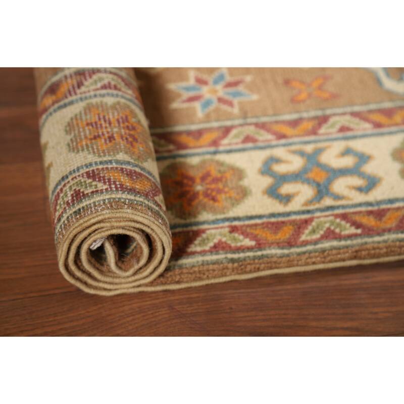 Light Brown Kazak Foyer Rug Hand-Knotted Wool Carpet - 2'8"x 4'1"