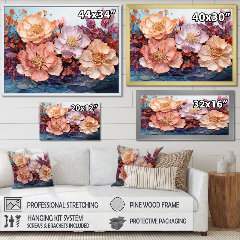 Designart "Peach Hydrangea S Whispers" Flowers Wall Art