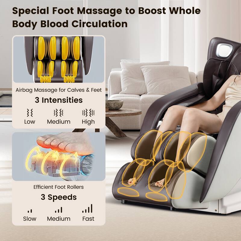 Comfort Full Body Massage Chair with Voice Control Heat Foot Roller