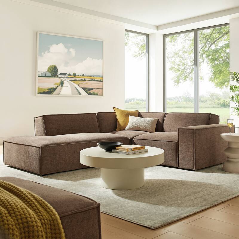 Restore 3-Piece Performance Fabric Upholstered Modular L-Shaped Sectional Sofa - Mocha