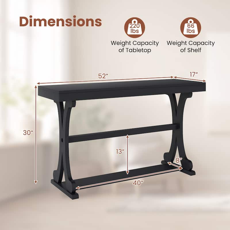 Gymax Narrow Console Table Vintage Accent Sofa Table w/ Open Storage