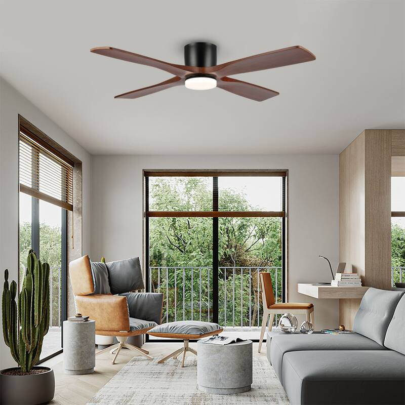 MLiAN 48" DC Flush Mount Ceiling Fan with Light Kit and Remote Control