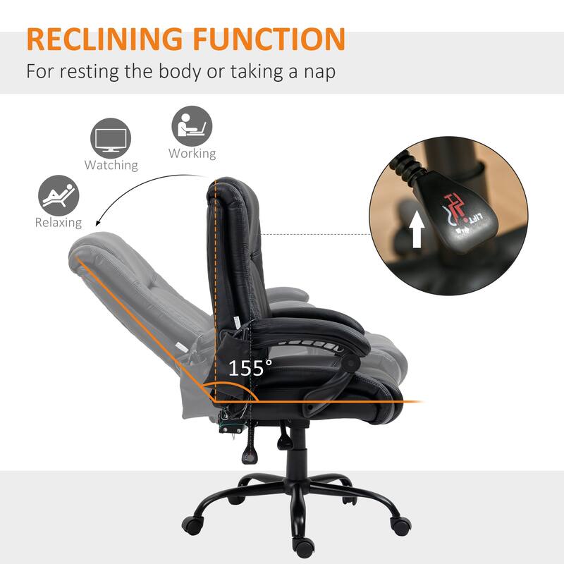 Vinsetto High Back Vibration Massage Office Chair with 6 Vibration Points, Black