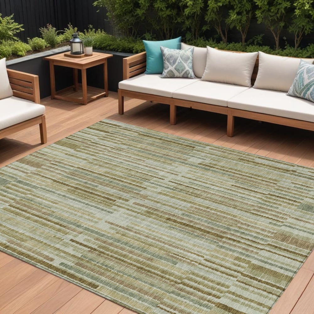 HomeRoots Striped Transitional Rectangle Outdoor Rug