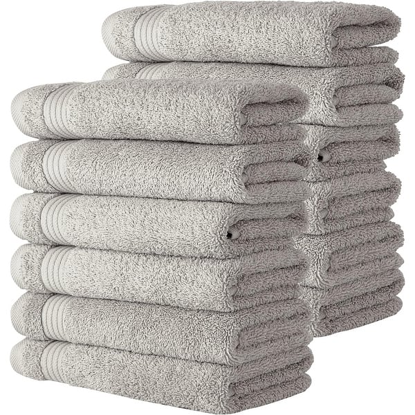 slide 2 of 5, Amadeus Luxury 12 Piece Turkish Cotton Washcloth - 12x12" Stone