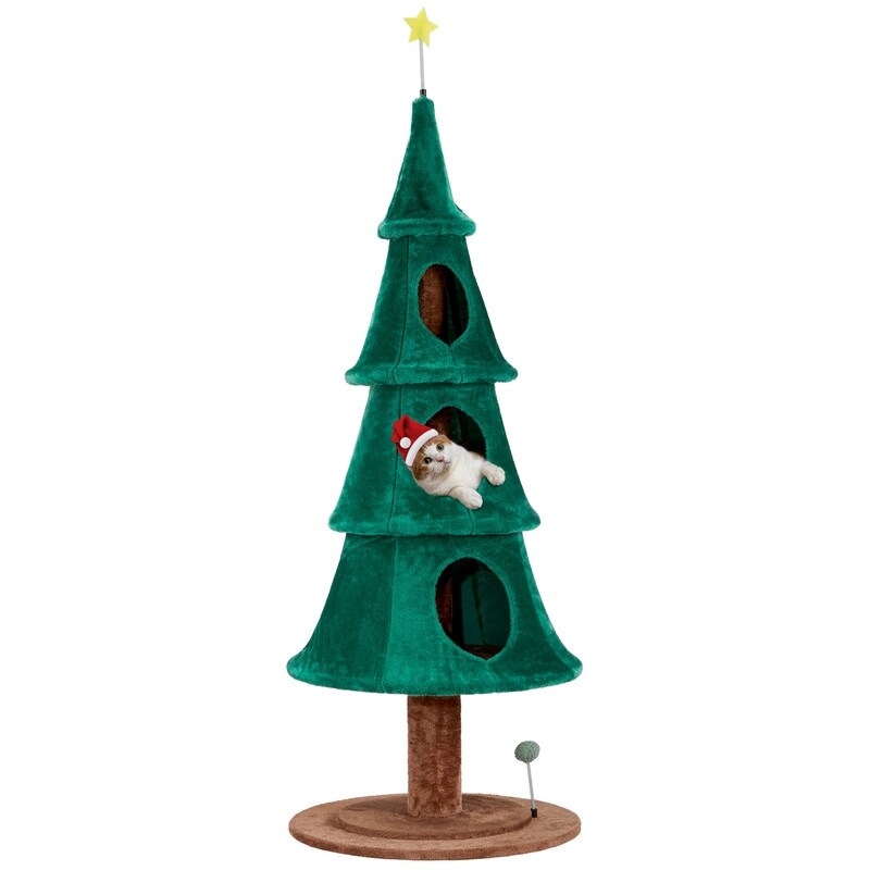 Large Tall Christmas Tree Cat Tower with Cat Houses On Sale