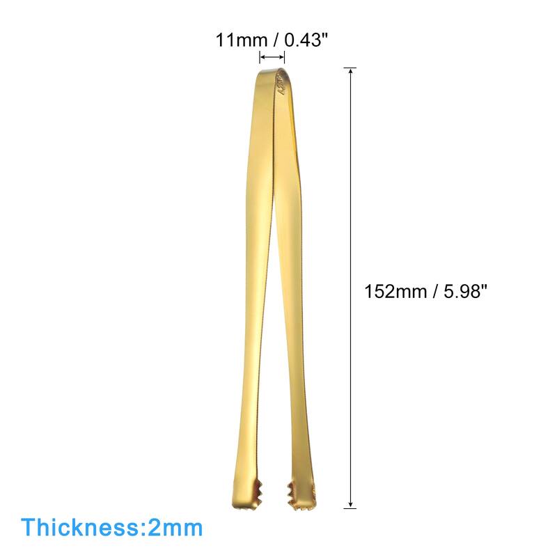 Serving Tongs, 2pcs 6 Inch - Stainless Steel Ice Tongs for Dessert - 6 Inch - Gold