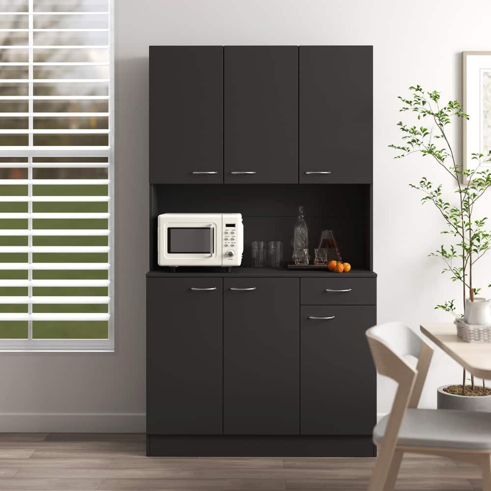 Roomfitters 70.87" Tall Kitchen Pantry Cabinet, Freestanding Buffet with 6 Doors, Drawer & Open Shelf