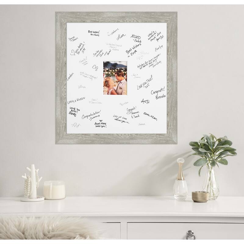 Dove Signature Mat Picture Frame - Autograph Photo Frame Guest Book Alternative for Weddings, Graduations, or Retirement