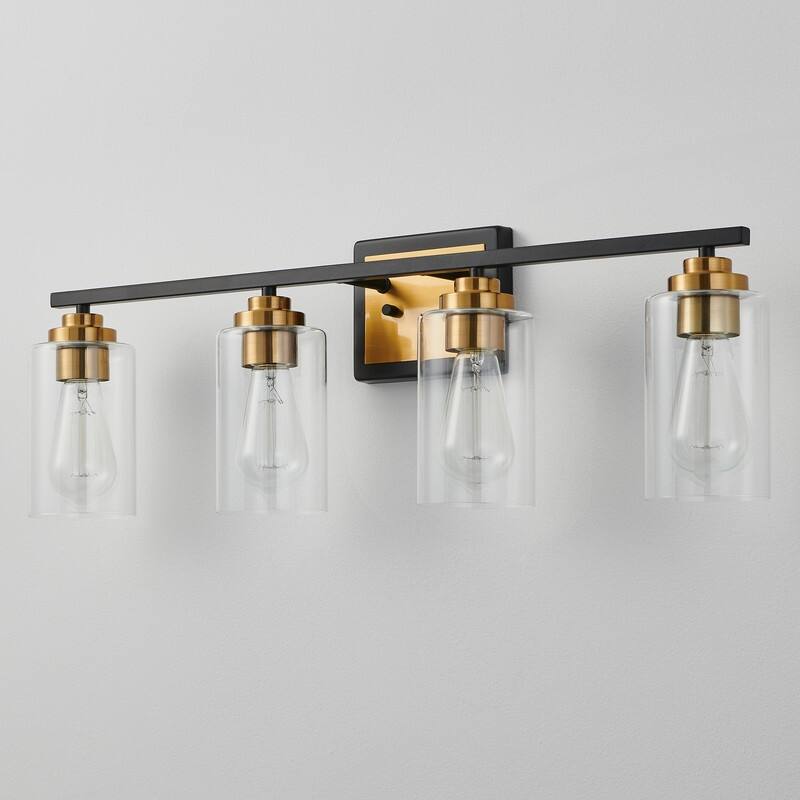 KAWOTI Rive 4-Light Dimmable Bathroom Vanity Light Antique Brass
