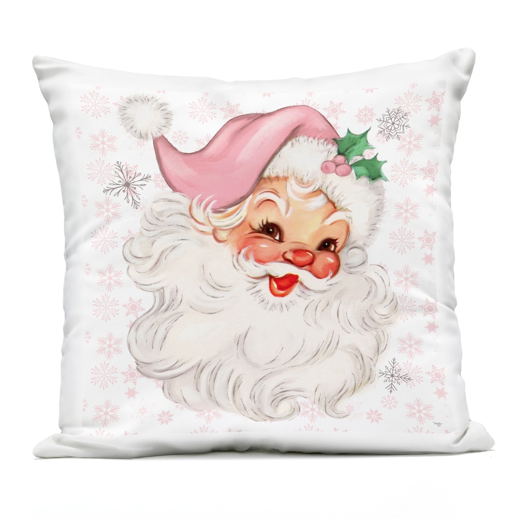Stupell Pastel Vintage Jolly Santa Printed Outdoor Throw Pillow Design by Mollie B.