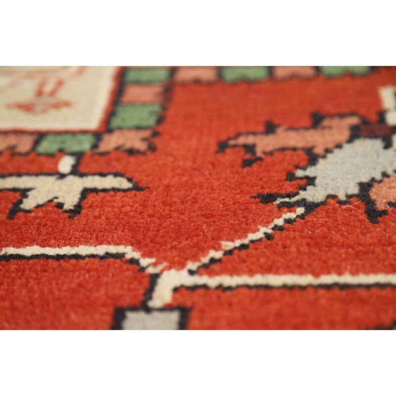 Orange Heriz Serapi Oriental Area Rug Hand-Knotted Wool Carpet - 9'0" x 11'10"