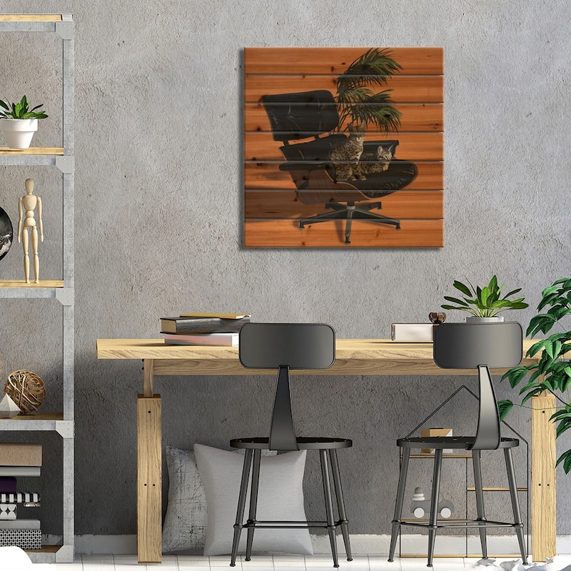 Cats In Fancy Chairs IV Print On Wood by Artcatillustrated - Multi-Color