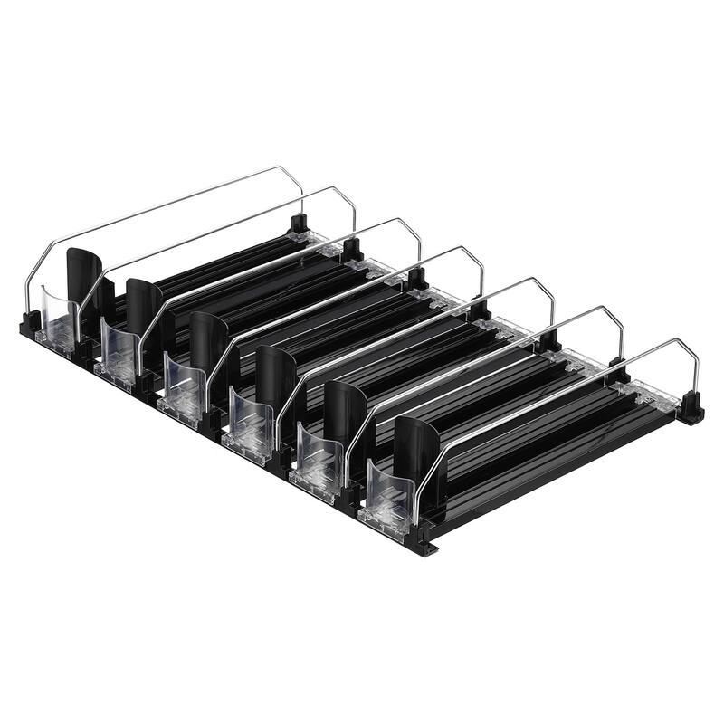 6pcs Self-Pushing Soda Can Dispenser Drink Organizer for Fridge Pantry, Black