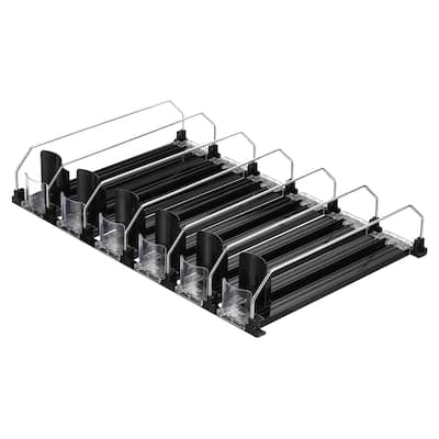 6pcs Self-Pushing Soda Can Dispenser Drink Organizer for Fridge Pantry, Black