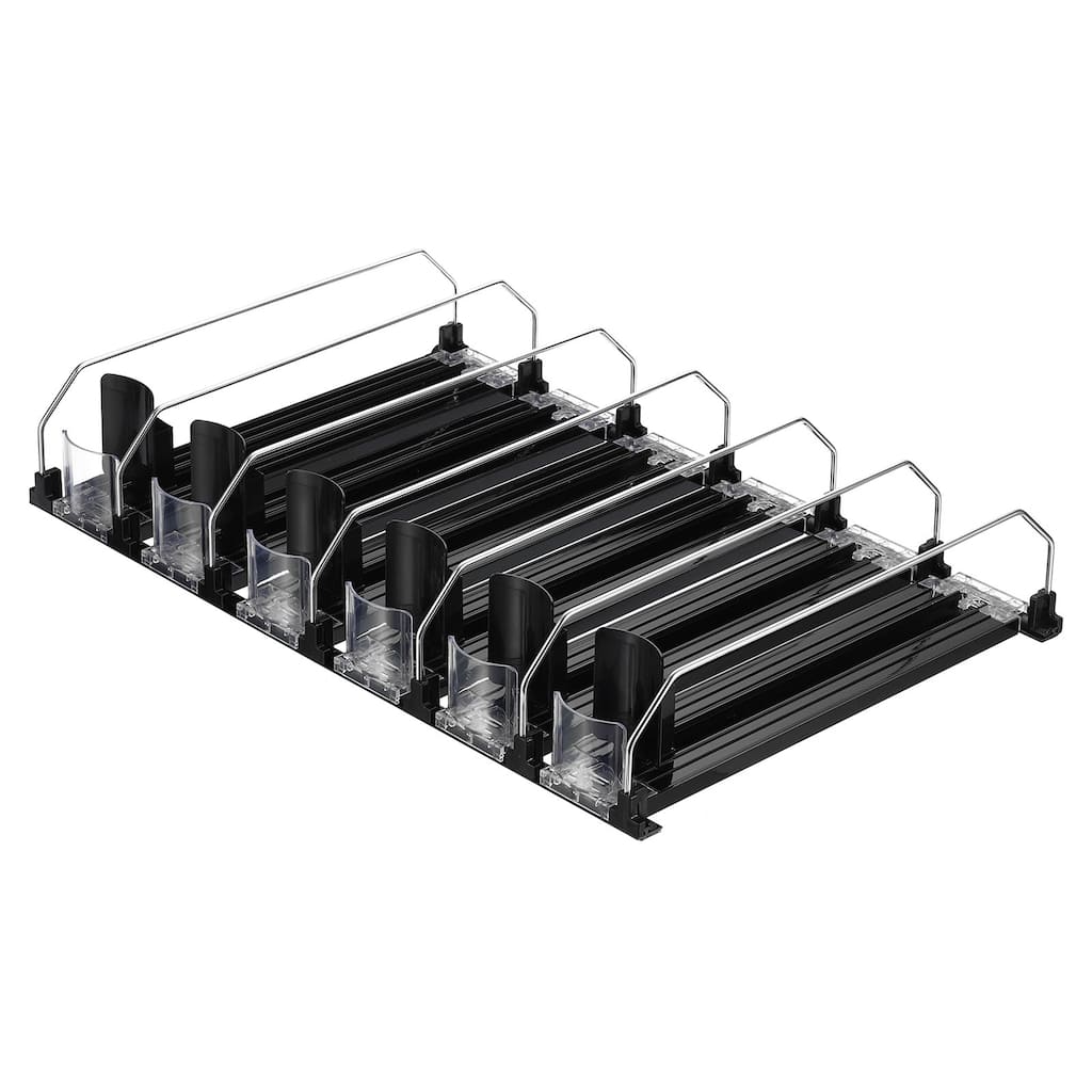 6pcs Self-Pushing Soda Can Dispenser Drink Organizer for Fridge Pantry, Black