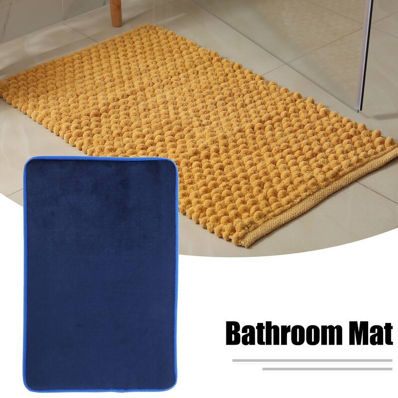 Solid Color Pattern Bathroom Rugs, Polyester Bath Mat, Machine Washable 80x50cm - Navy Blue