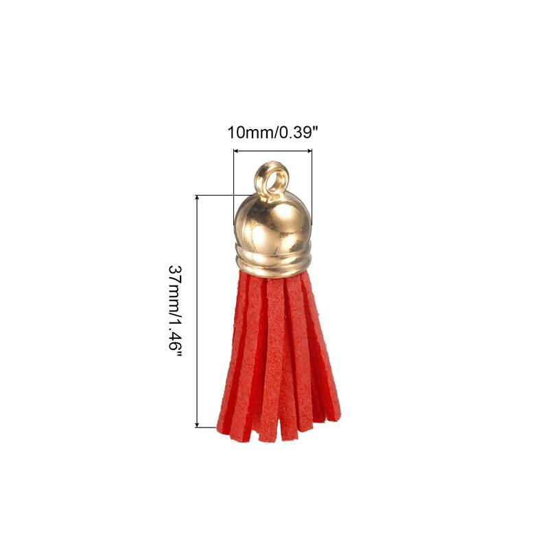 1.46" Leather Tassel Keychain for Bracelet DIY Craft Accessory 50Pcs - Red