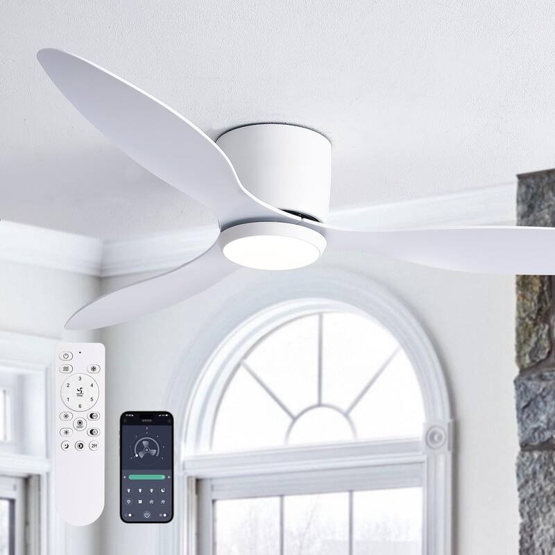 52 in. Sleek Ceiling Fan with Lights - Quiet Reversible DC Motor, Smart Control