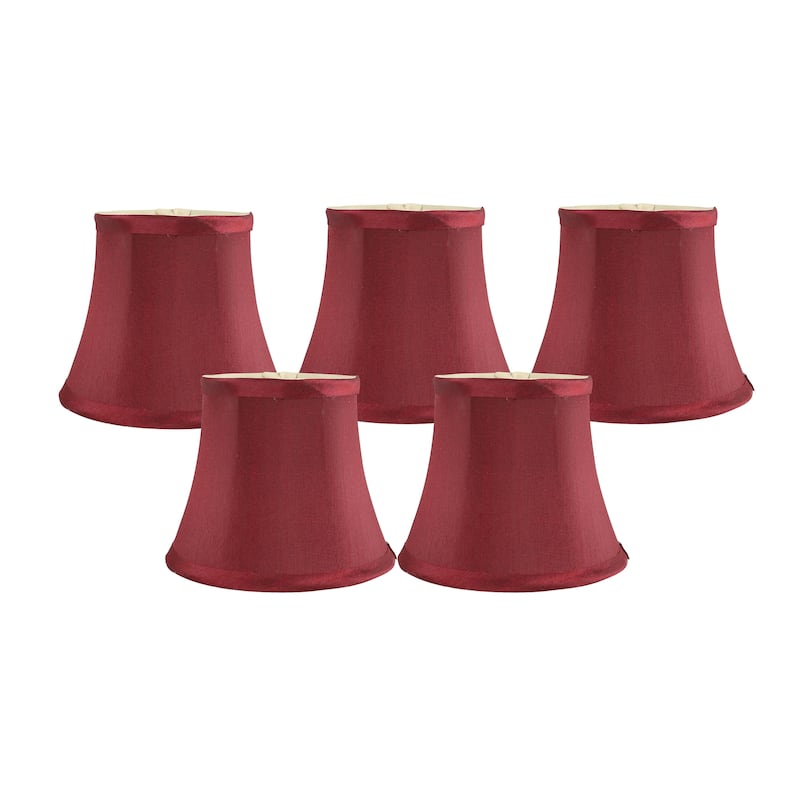 Meriville Faux Silk Clip On Chandelier Lamp Shades, 4-inch by 6-inch by 5-inch - Set of 5 - Burgundy