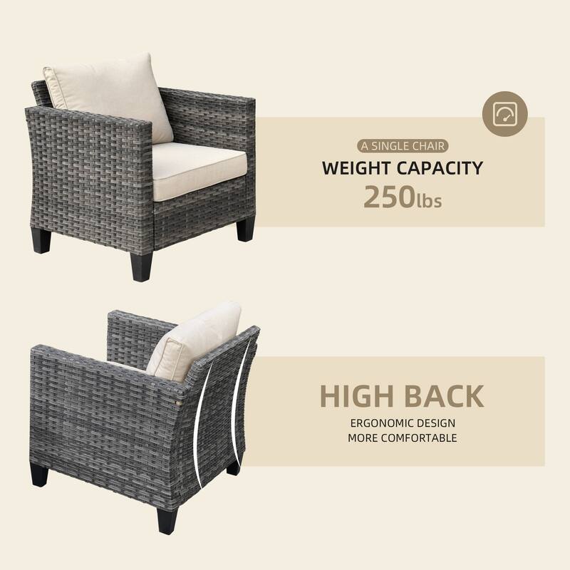 OVIOS 6-piece Patio Wicker Conversation Sectional Set With Cat Head-shaped Storage Table