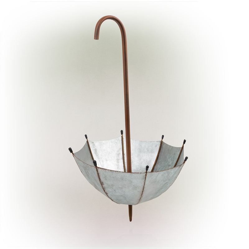 Alpine Corporation 19" Tall Outdoor Rustic Upside Down Umbrella Garden Stake and Planter
