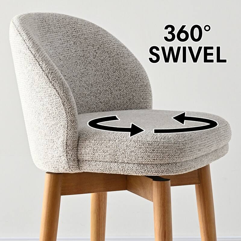 25.5" Swivel Upholstered Counter Stool Solid Wood Leg(Set of 2)