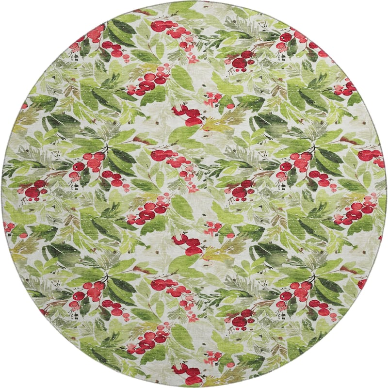 Premium Washable Super Soft Christmas Holly Mayfield Rug